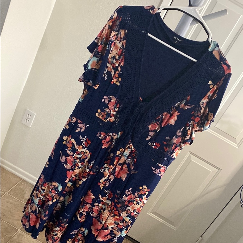 Blue and Pink Midi Dress Size 1 Torrid